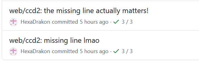 my faulty commit immediately followed by a fix